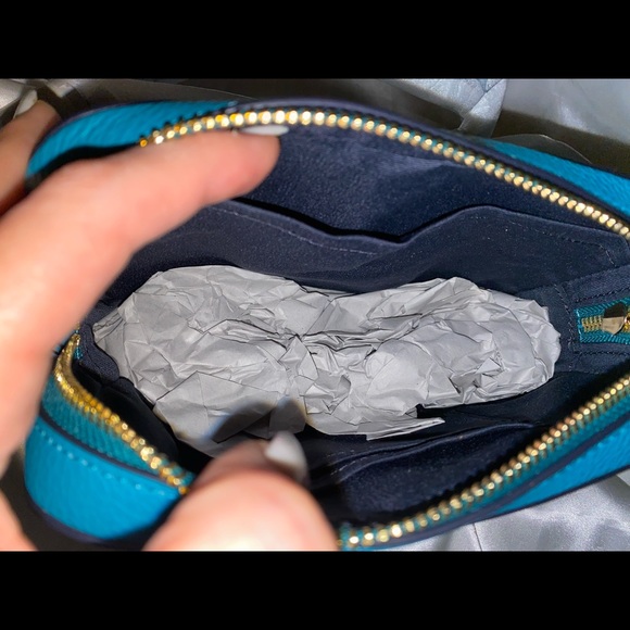 ❌SOLD❌ Coach 87734 Mini Camera Bag Pebble Leather Crossbody Teal - Picture 11 of 11